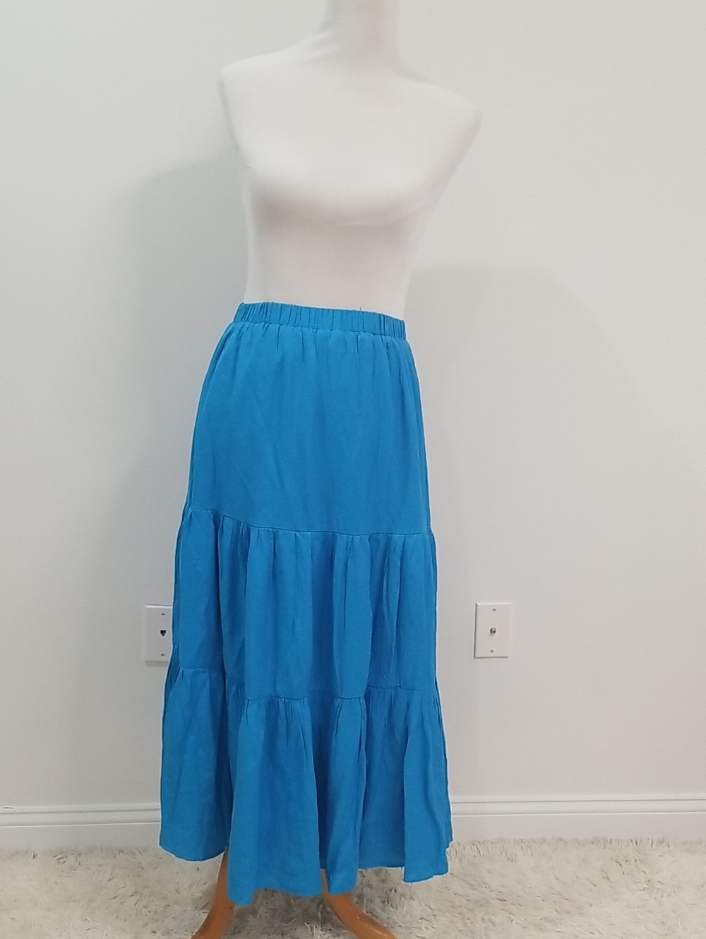 Princess Polly Bright Blue Tiered Maxi Skirt - Picture 1 of 9